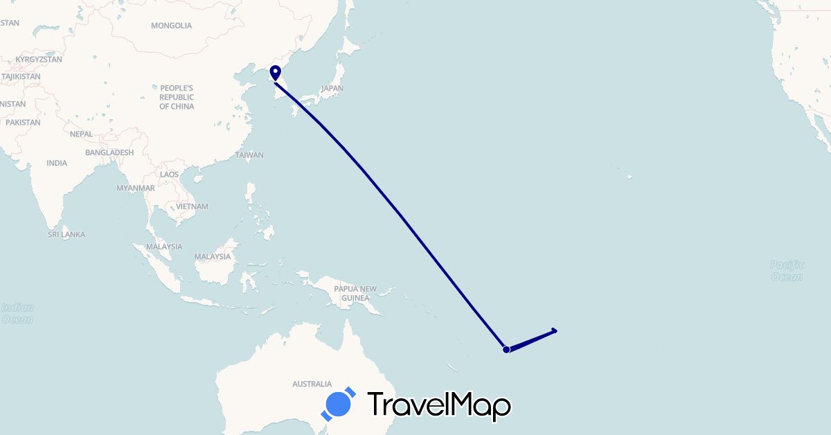 TravelMap itinerary: driving in Fiji, South Korea, Samoa (Asia, Oceania)